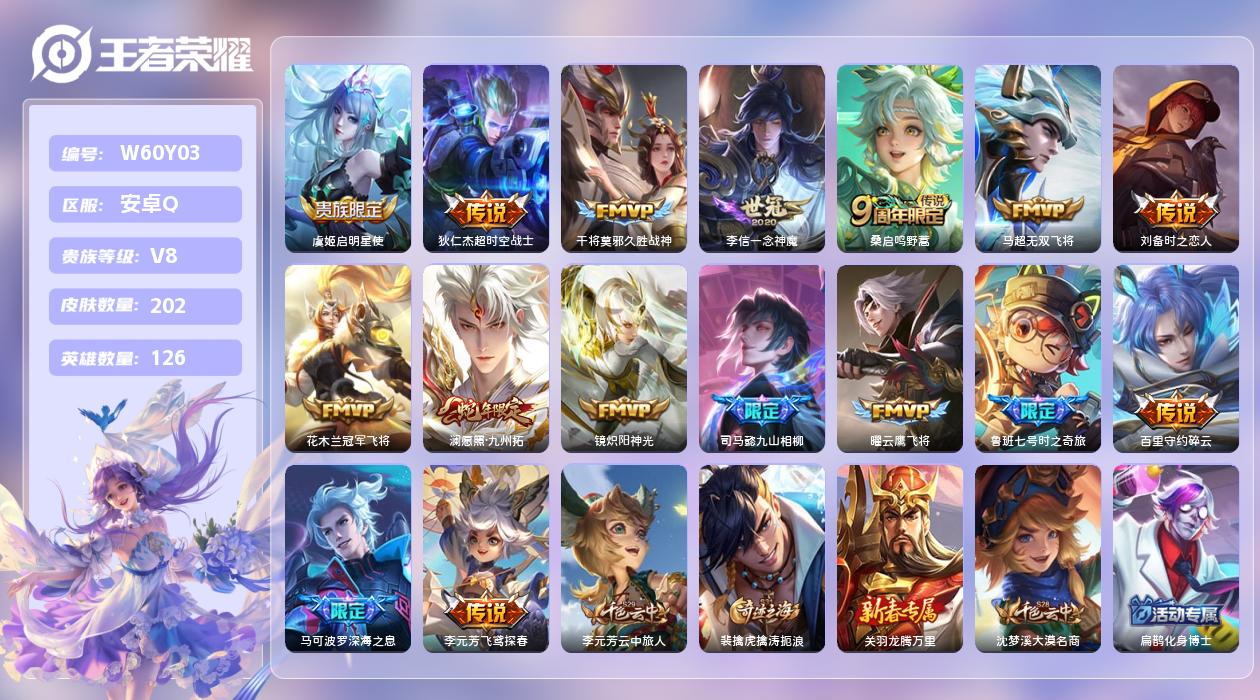 王者荣耀账号安卓QQ【N】安卓手Q170区202皮0典藏16传说0无双 营地ID1759021652(可二次)V8永恒钻