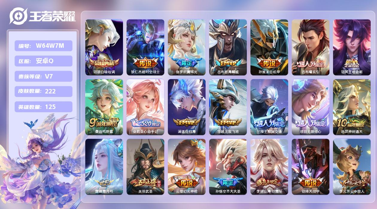 王者荣耀账号安卓QQ【N】安卓手Q406区222皮1典藏19传说0无双12印记1金标8银标6按键1星元《仓库多一水晶！！
